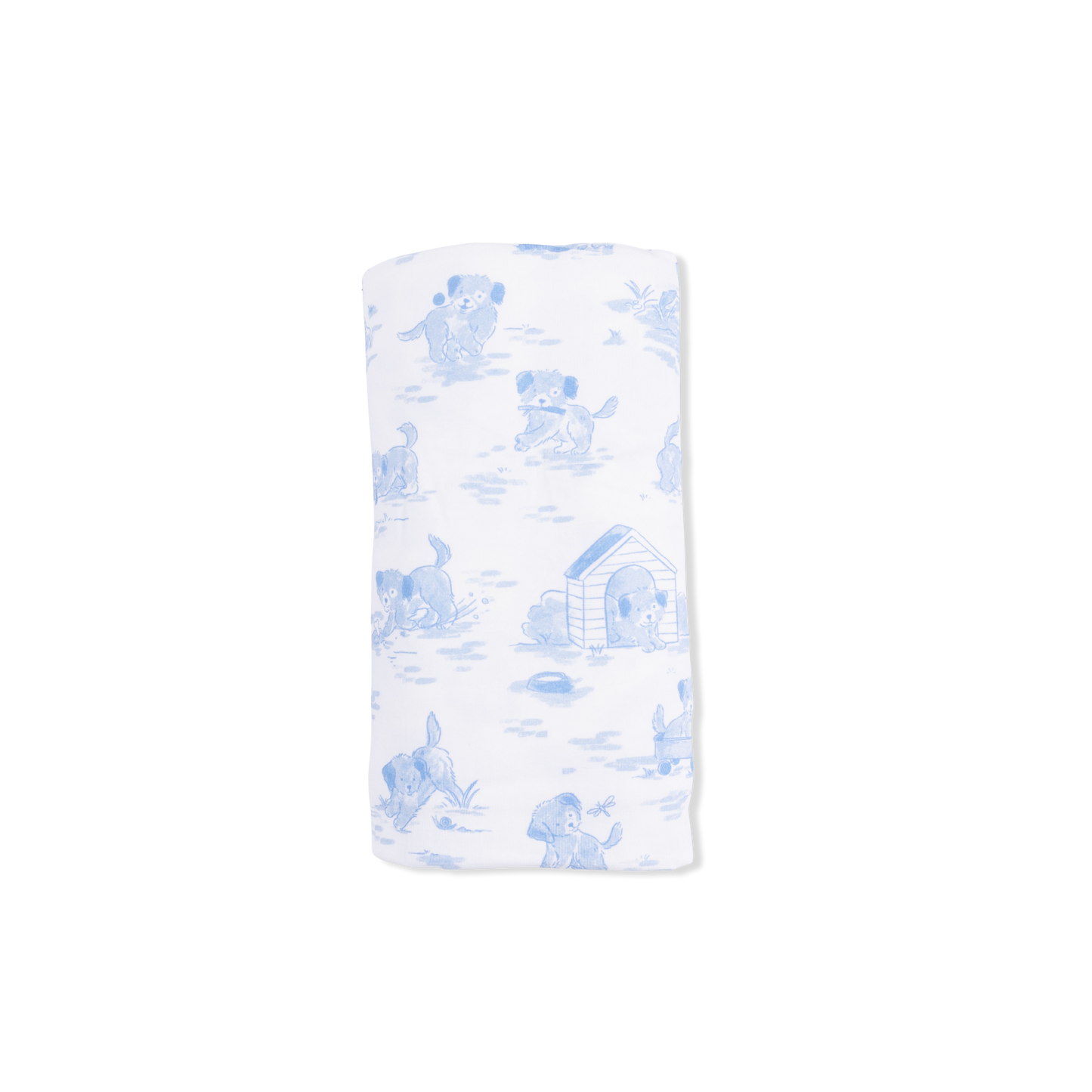 Puppy Toile BLUE Swaddle Blanket