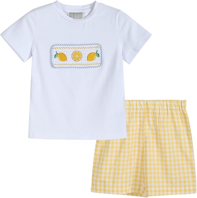 Smocked Lemons Shorts Set