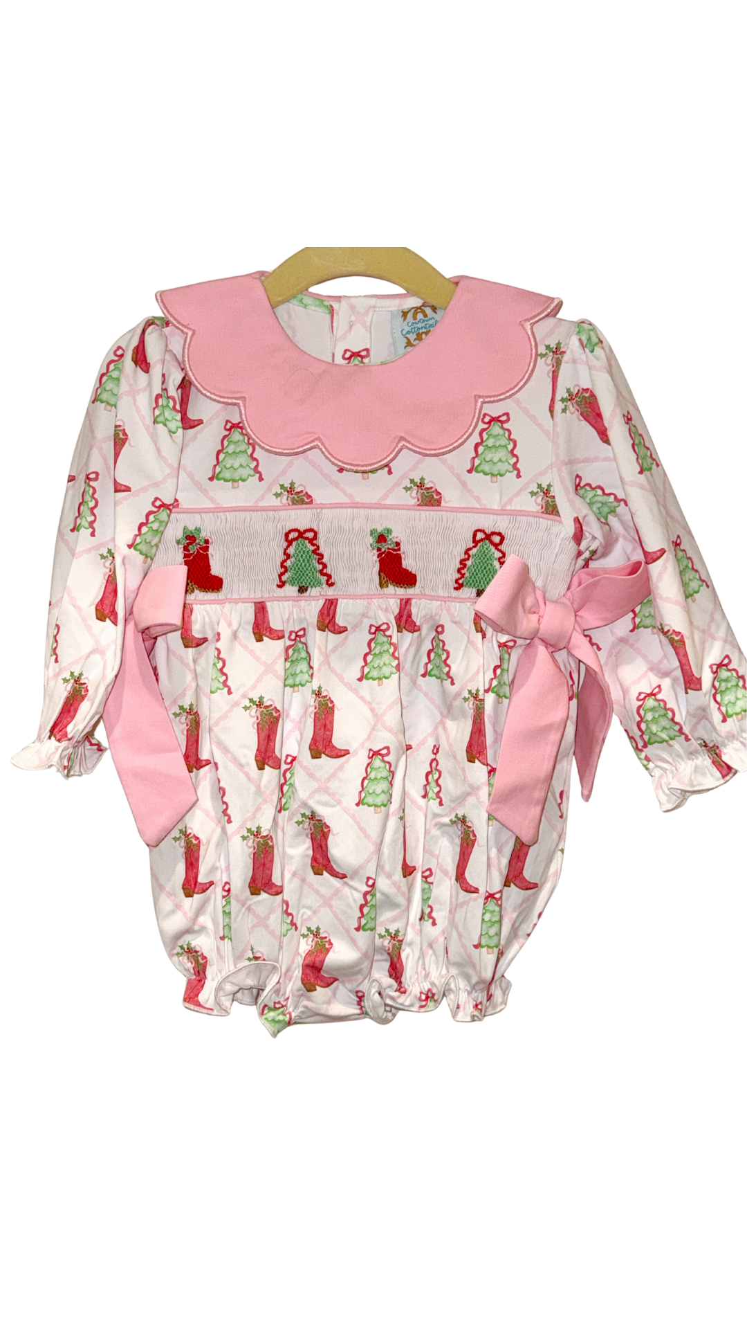 Cowgirl Christmas Smocked Bubble