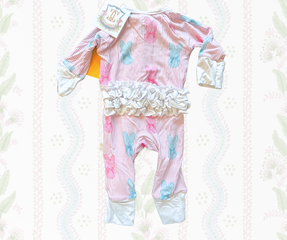 Pink Cottontails Double Zipper Romper