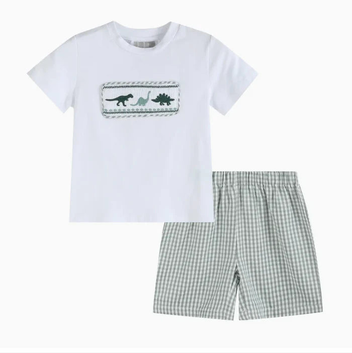 Dinosaur Smocked Tee & Shorts Set