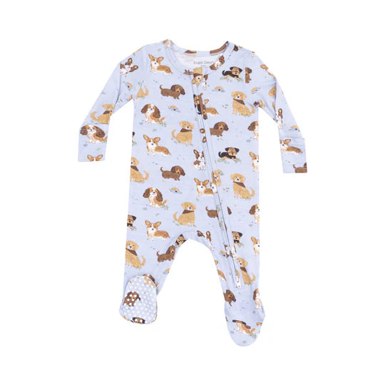 Blue Best Friends Dog 2 Way Zippered Footie