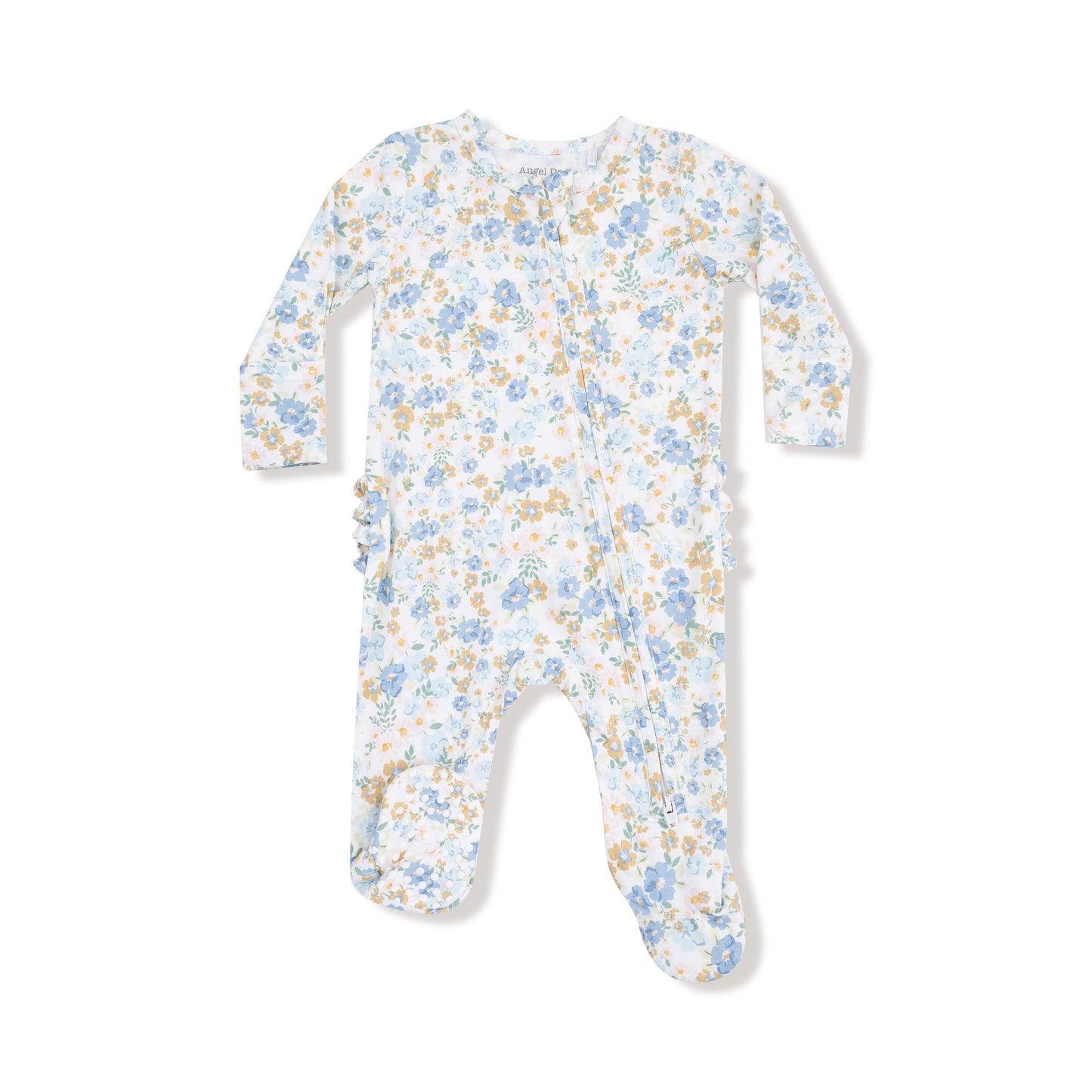 Sweet Rose Calico Ruffle Butt 2 Way Zipper Footie