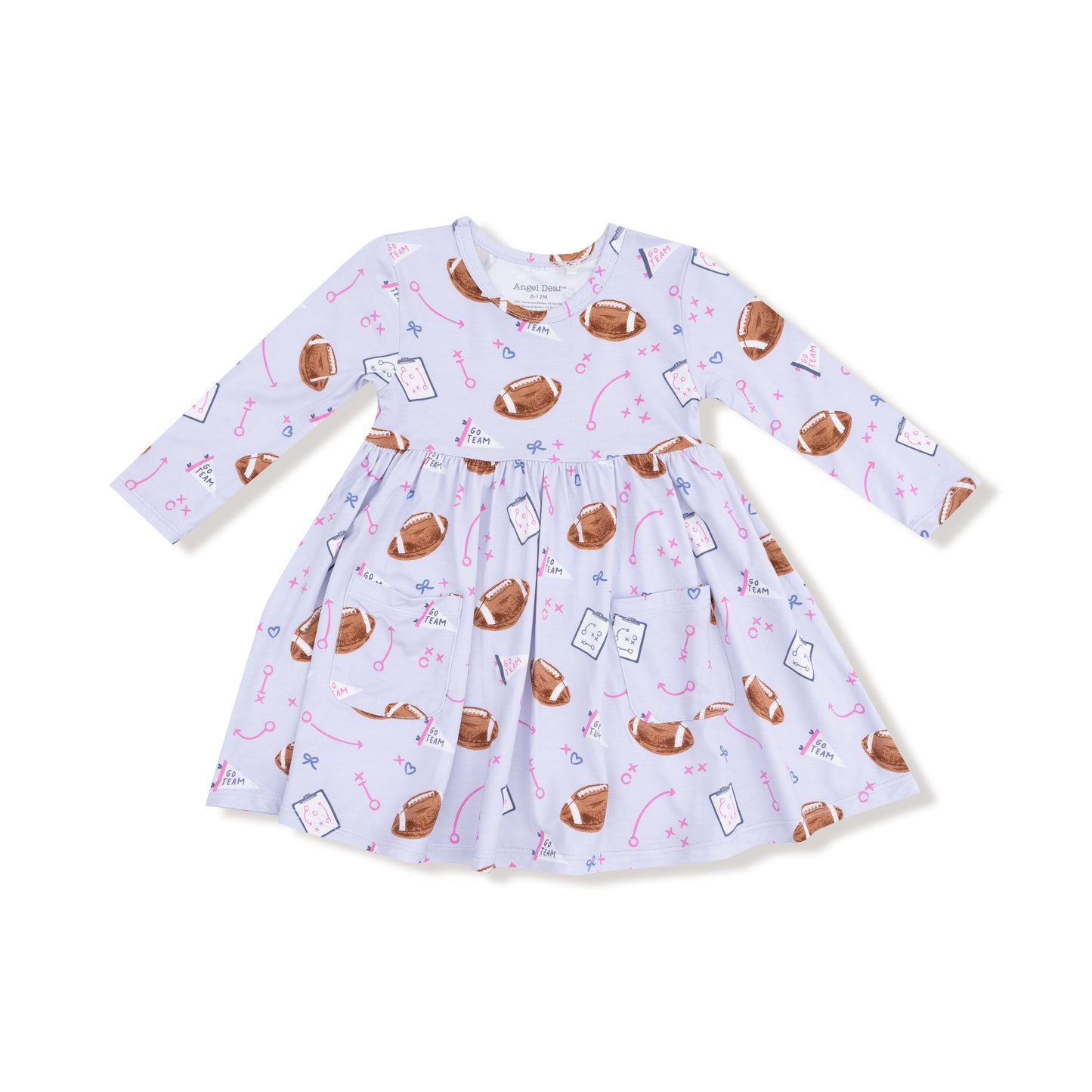 Touchdown Time Lavender Twirly Long Sleeve Dress