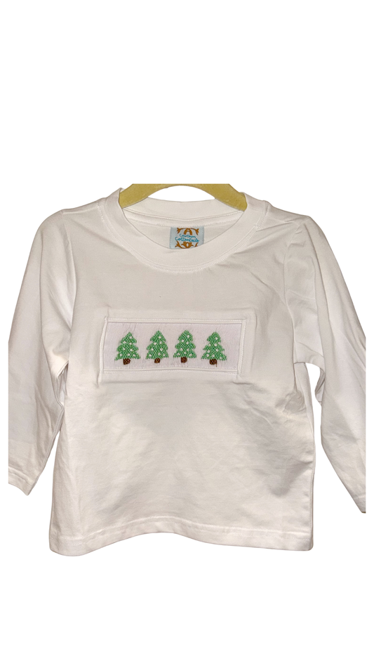 Merry Little Trees Smocked Boys Shirt