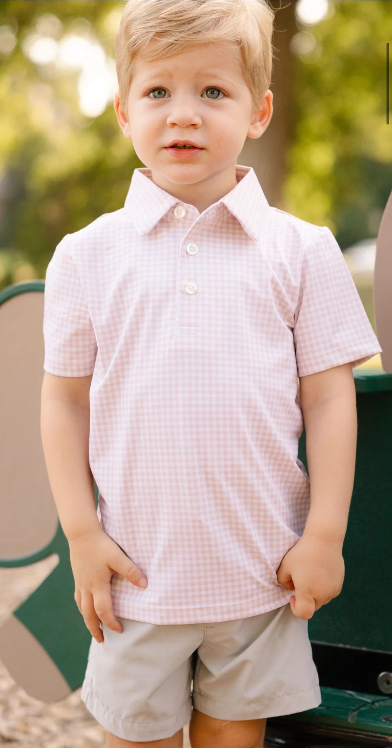 Neutral Plaid Boys' Polo I JESS CRUM X POPS