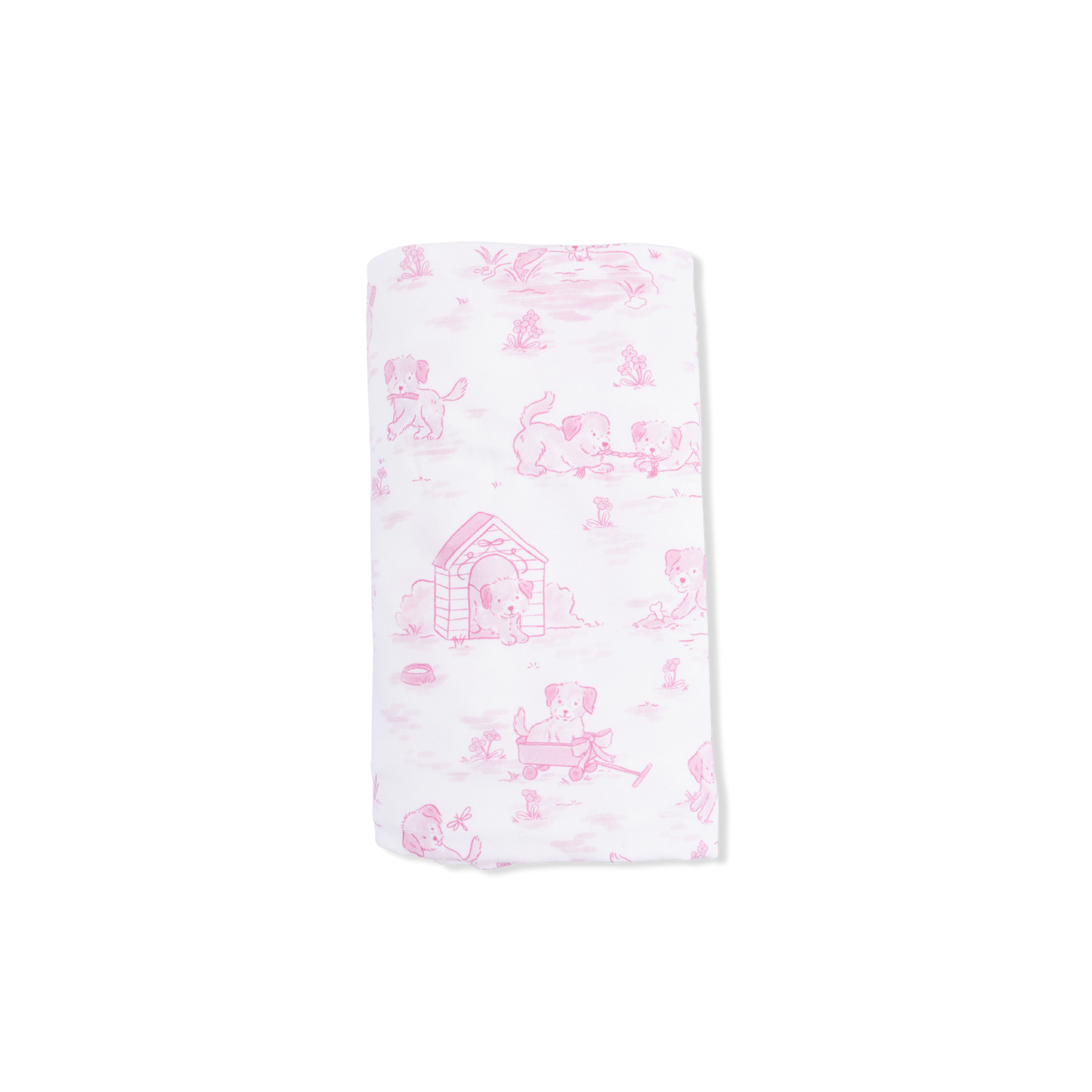 Puppy Toile PINK Swaddle Blanket