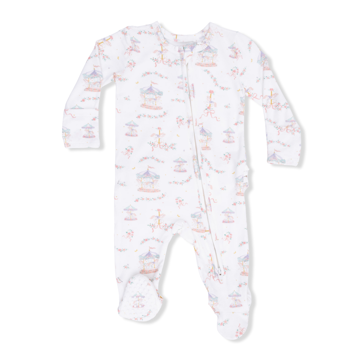 Carousel with Bows Ruffle Footie