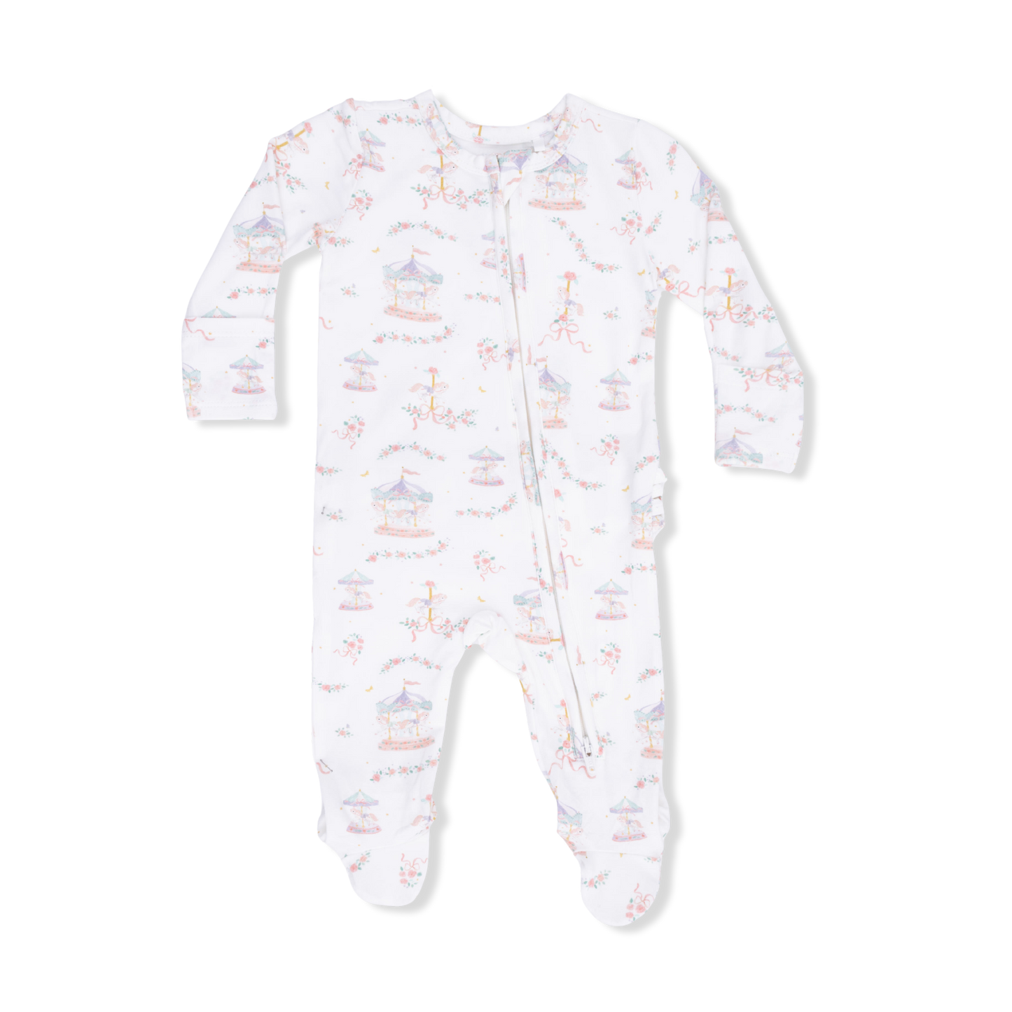 Carousel with Bows Ruffle Footie
