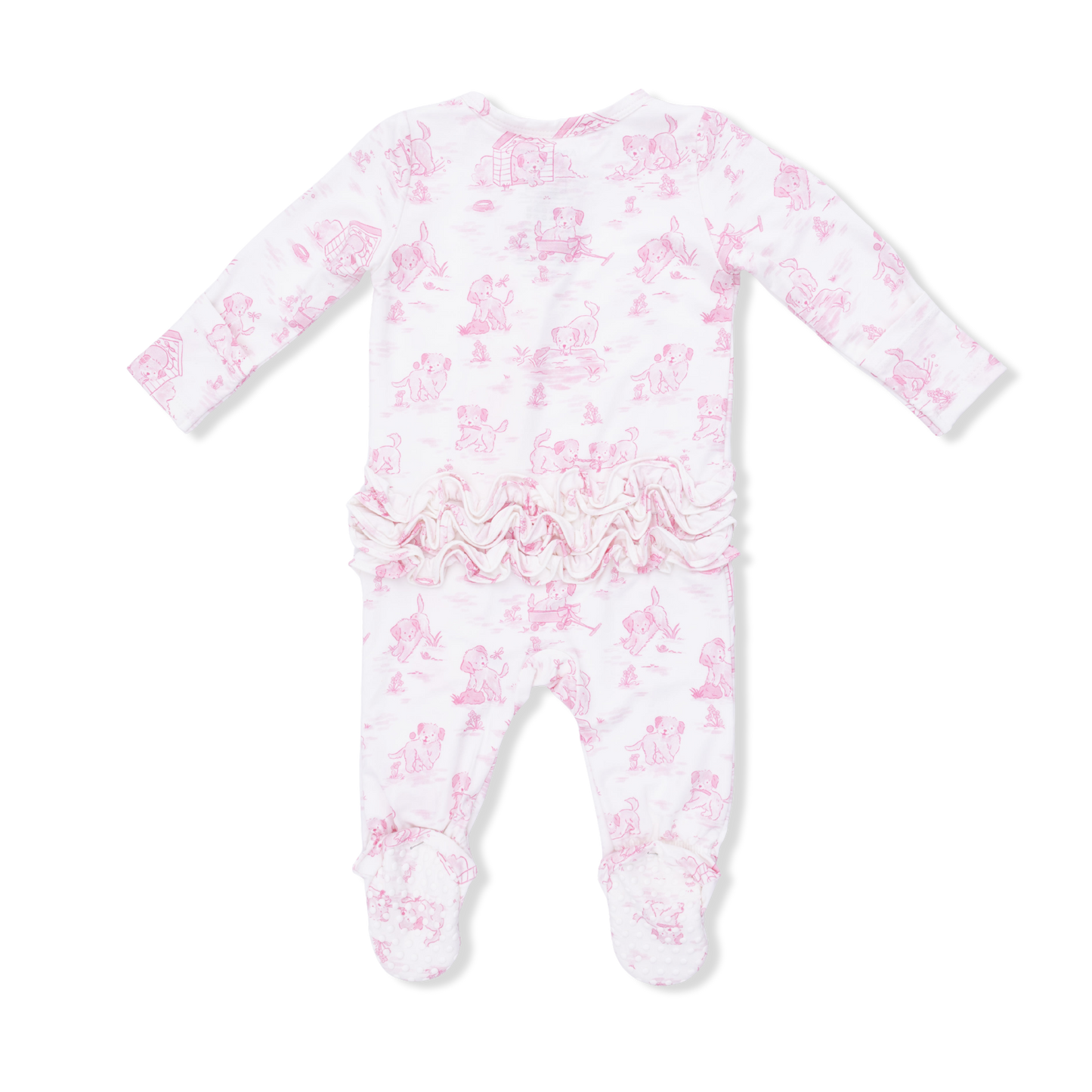 Puppy Toile PINK Zipper Footie