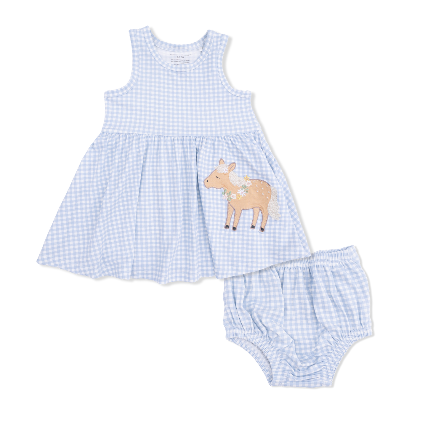 Cute Farm Animals Applique Tank Dress with Bloomers