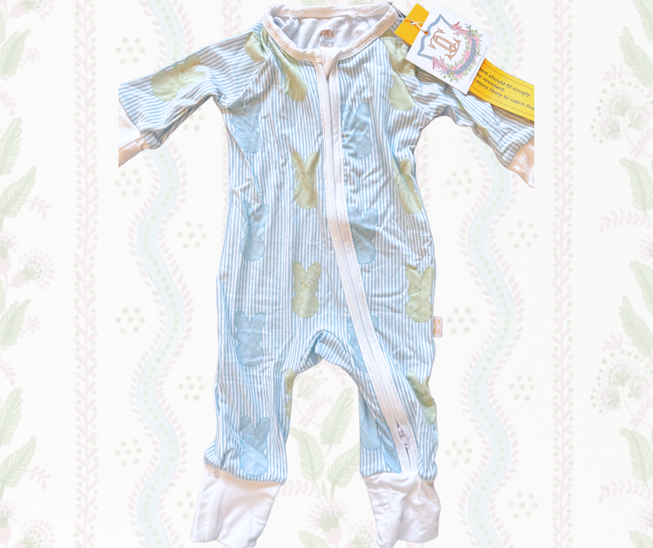 Blue Cottontails Double Zipper Romper