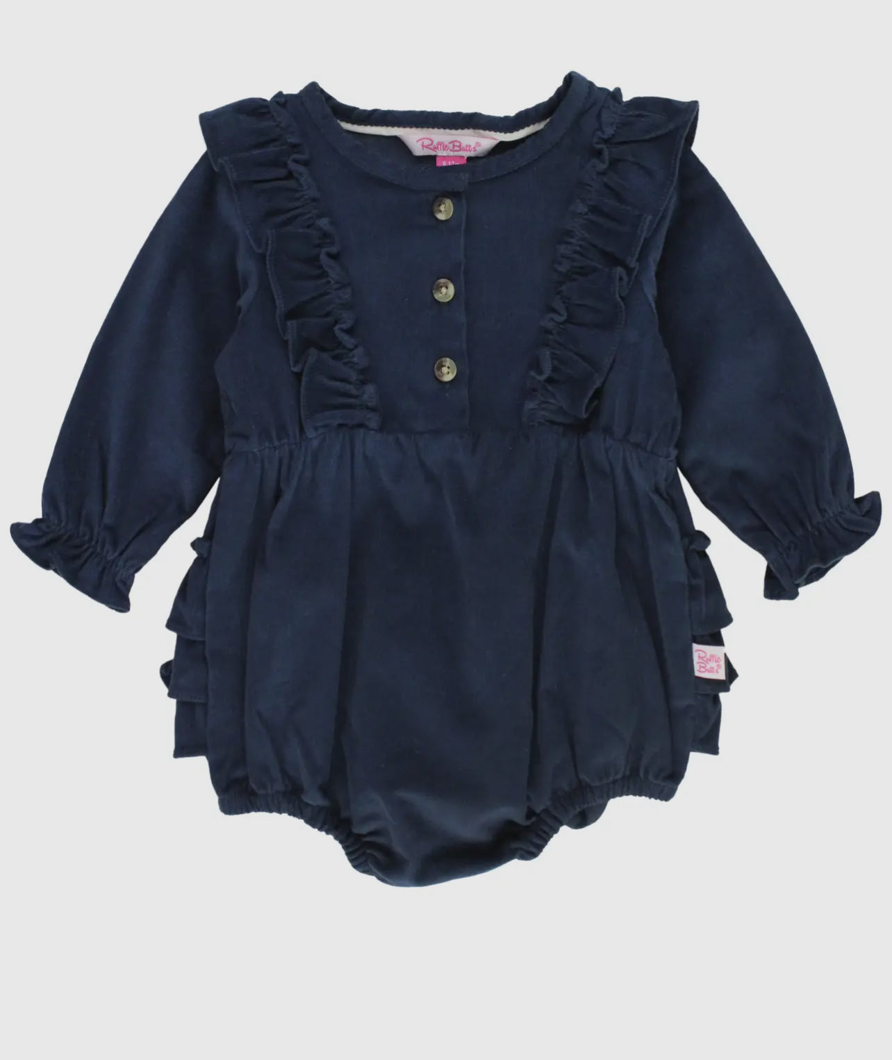 Navy Corduroy Ruffle Bubble