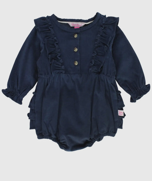 Navy Corduroy Ruffle Bubble