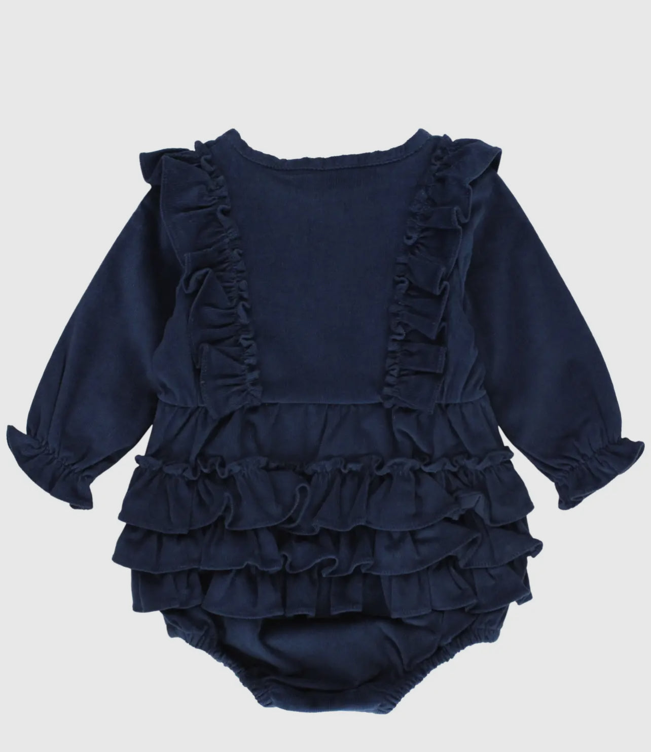 Navy Corduroy Ruffle Bubble