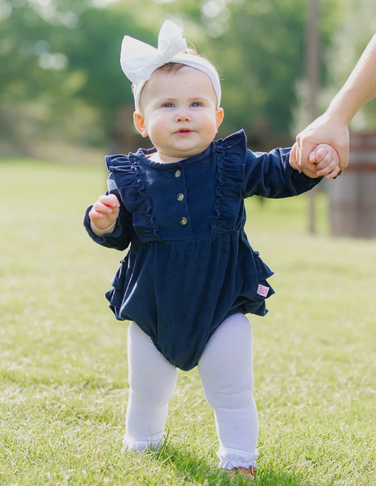 Navy Corduroy Ruffle Bubble