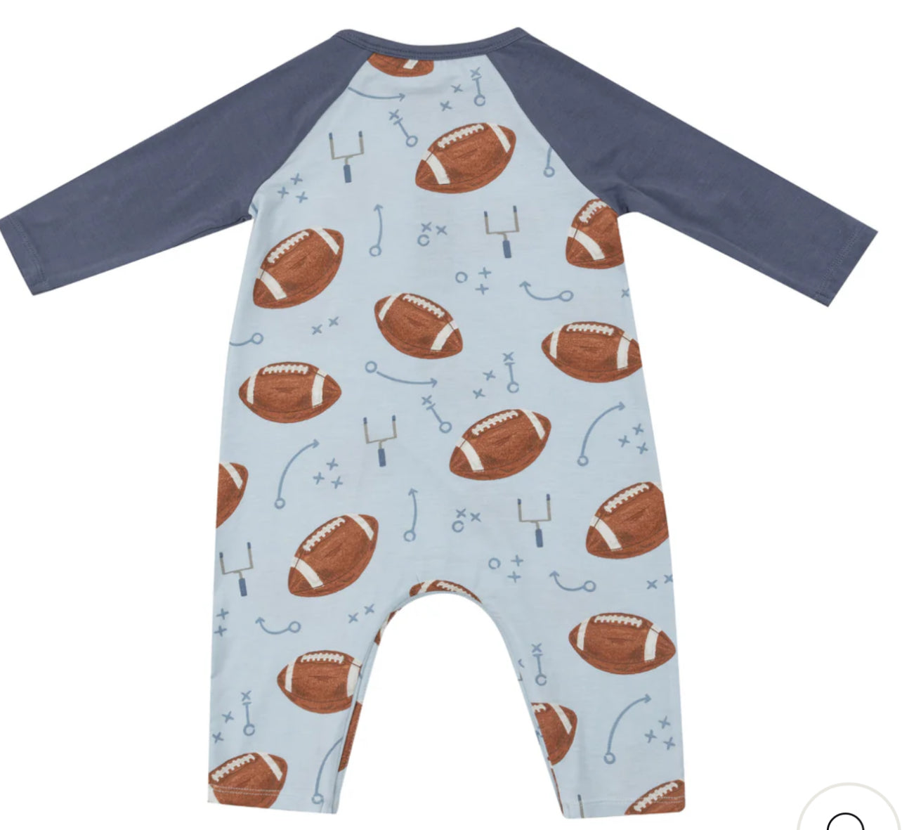 Blue Footballs Raglan Henley Romper