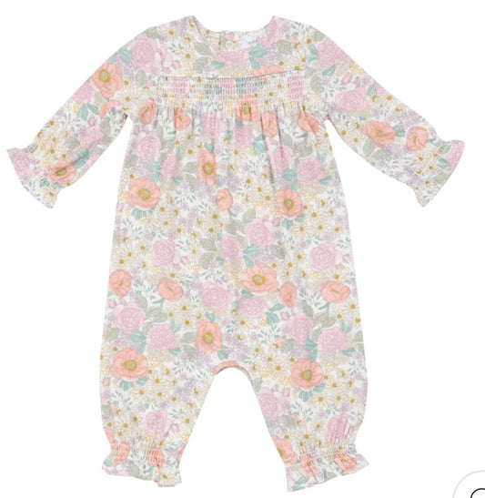 Peonies and Roses Smocked Romper