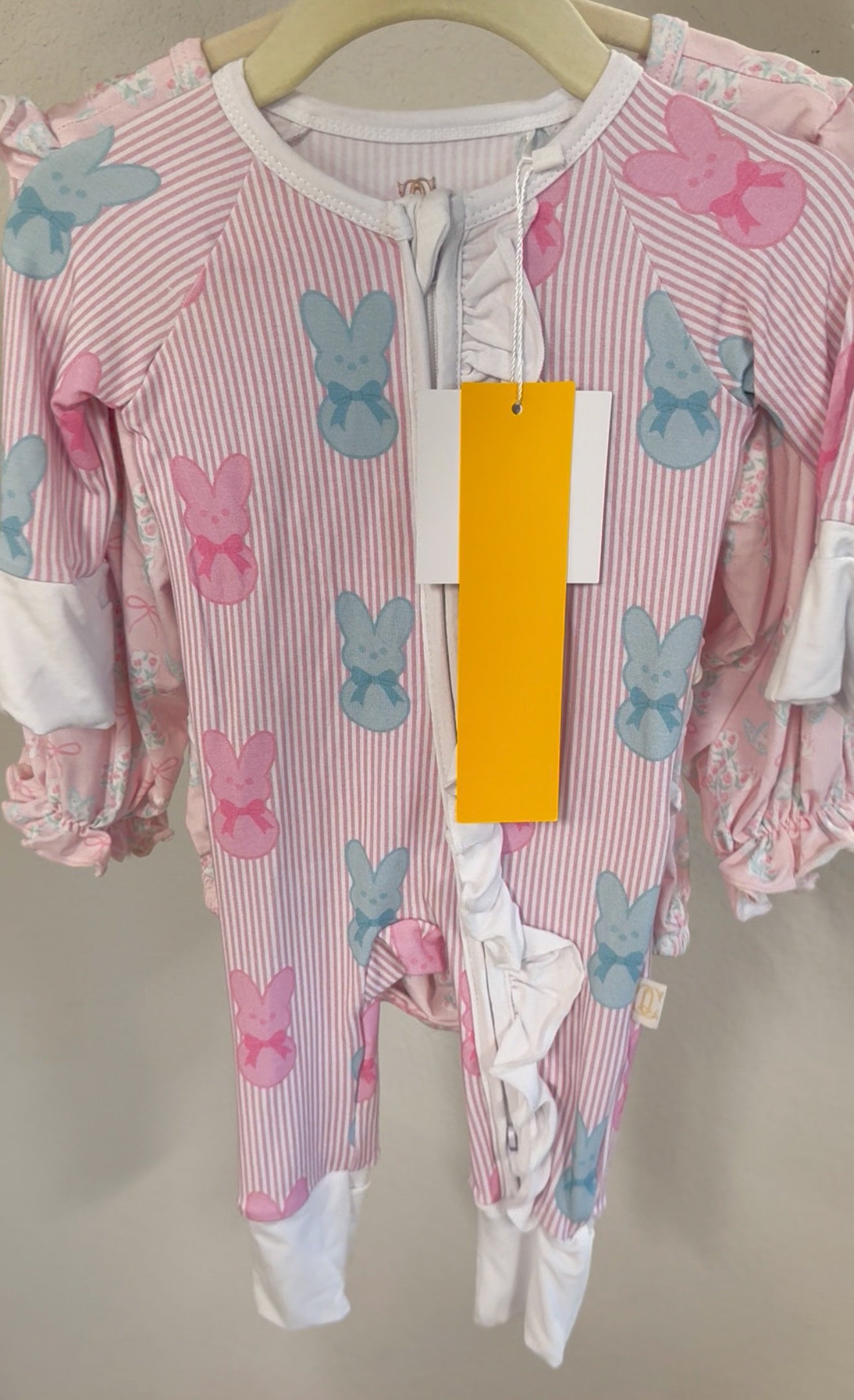 Pink Cottontails Double Zipper Romper