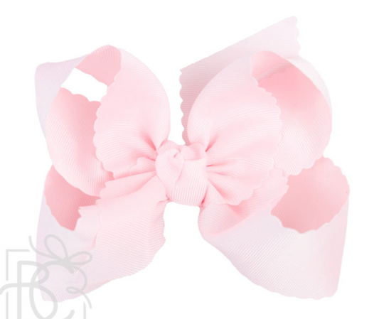 Powder Pink Scallop Edge Grosgrain Bow