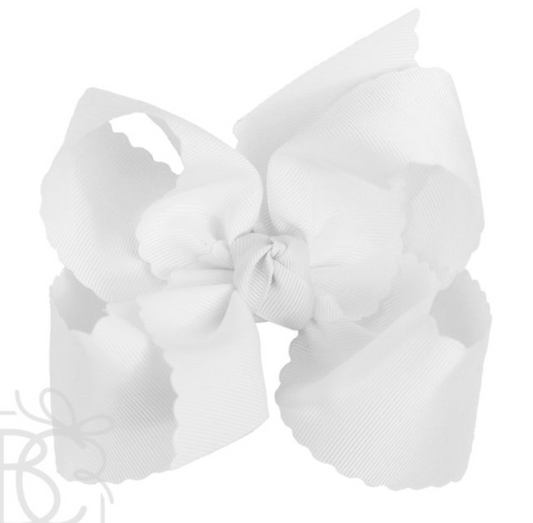 White Scallop Edge Grosgrain Bow