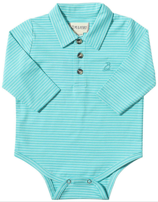 Turquoise Pique Polo Onesie