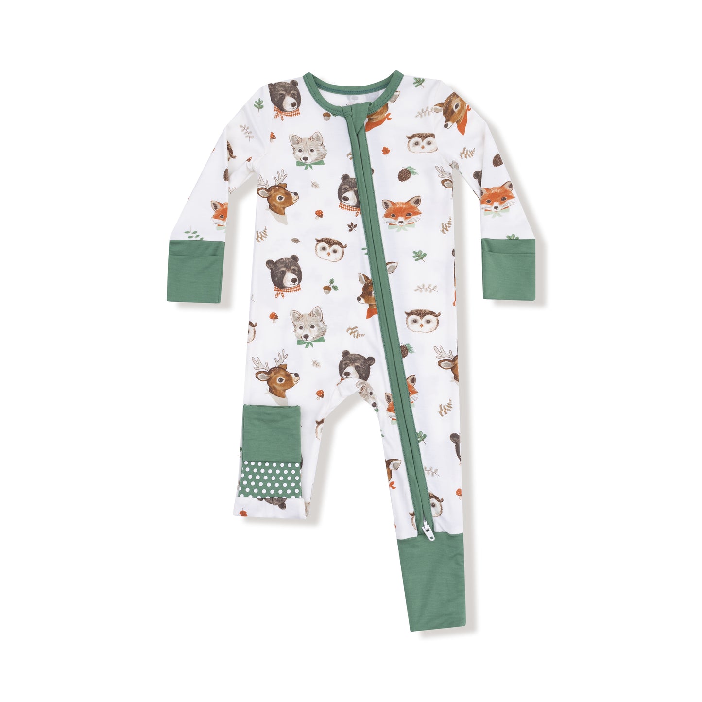 Woodland Animal Faces 2 Way Zipper Romper