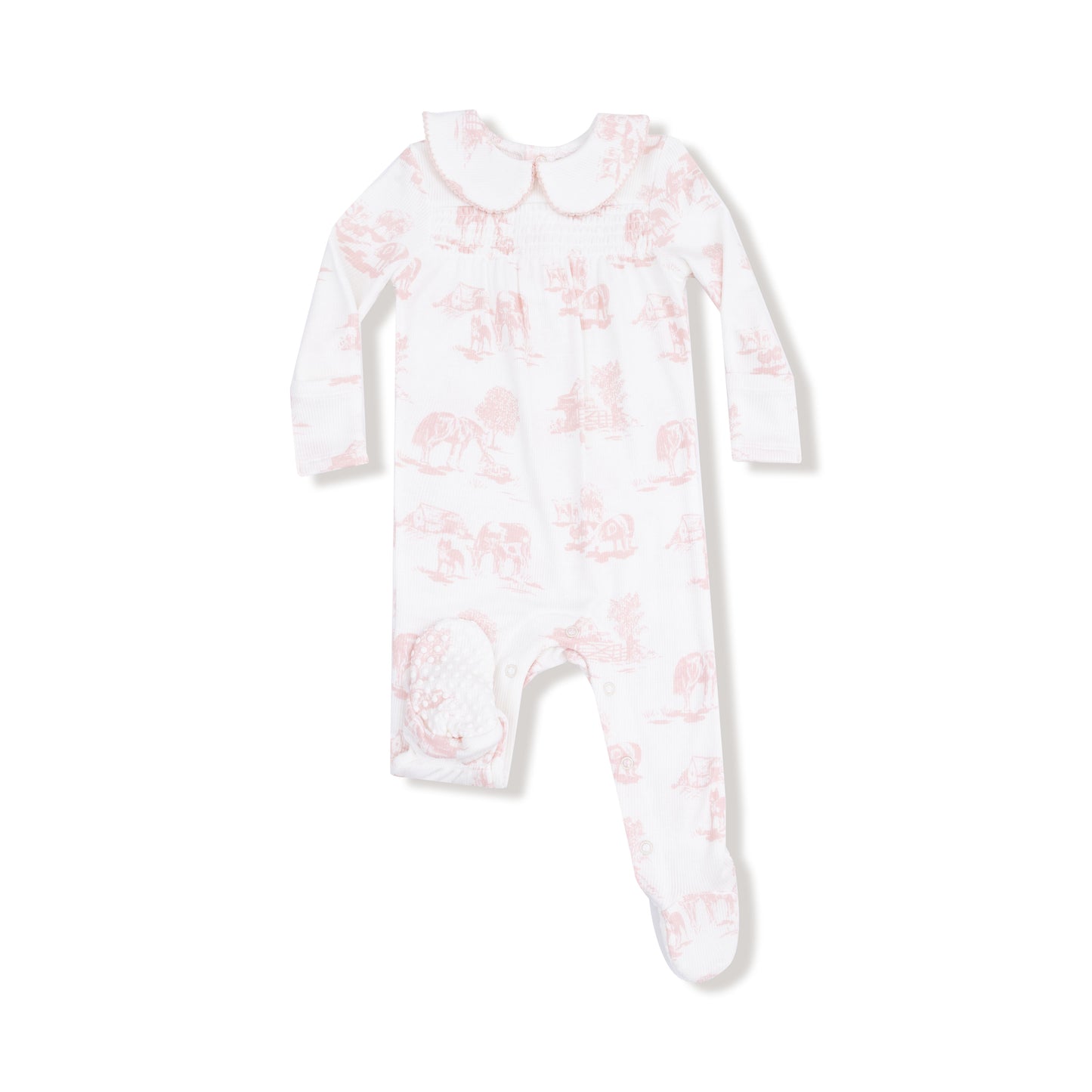 Pink Farm Toile Peter Pan 2 Way Zipper Footie