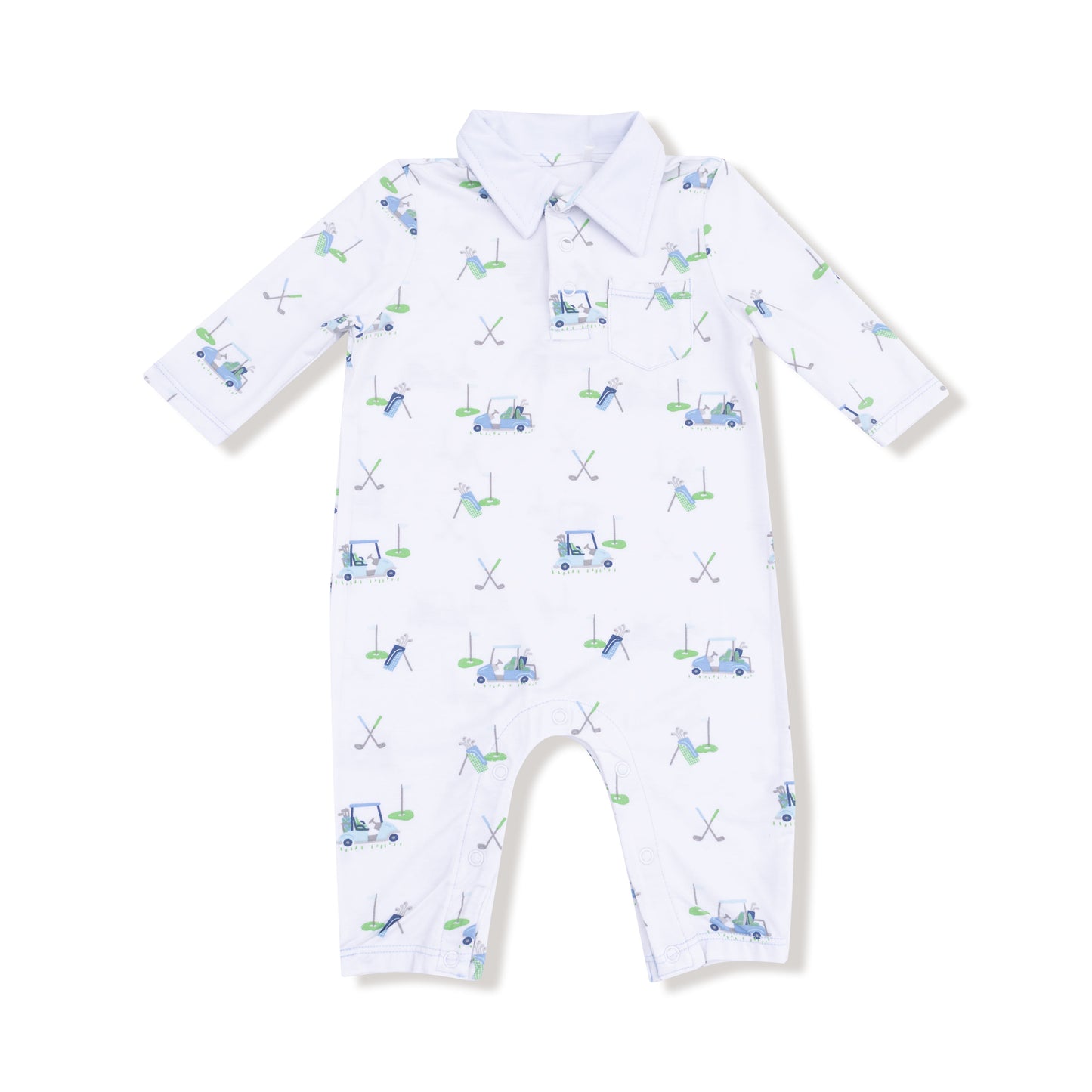 Blue Baby Golf Carts Polo Romper