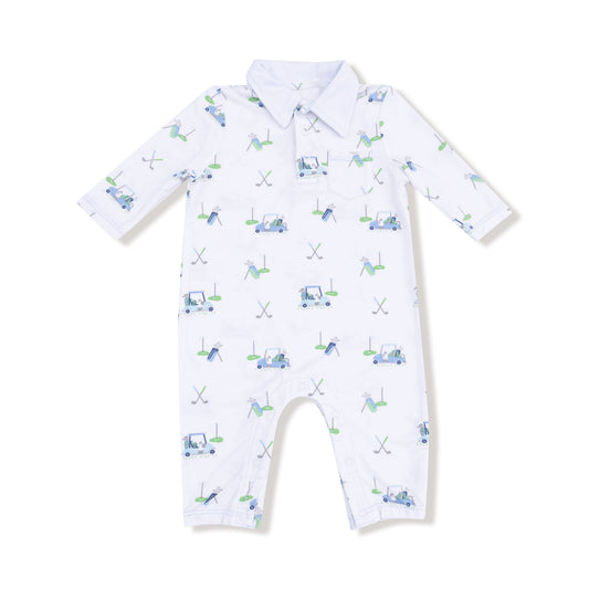 Blue Baby Golf Carts Polo Romper
